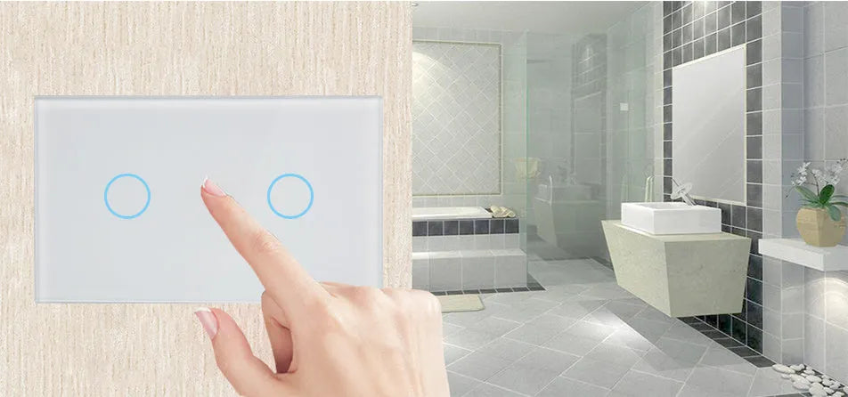 US-RF-02 touch light switch with tempered glass panel and RF remote control features