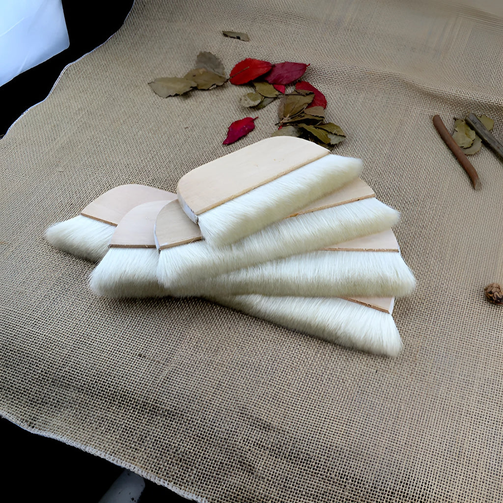 Wool brush for art mounting and paste board shading in picture colour, shown with size options.