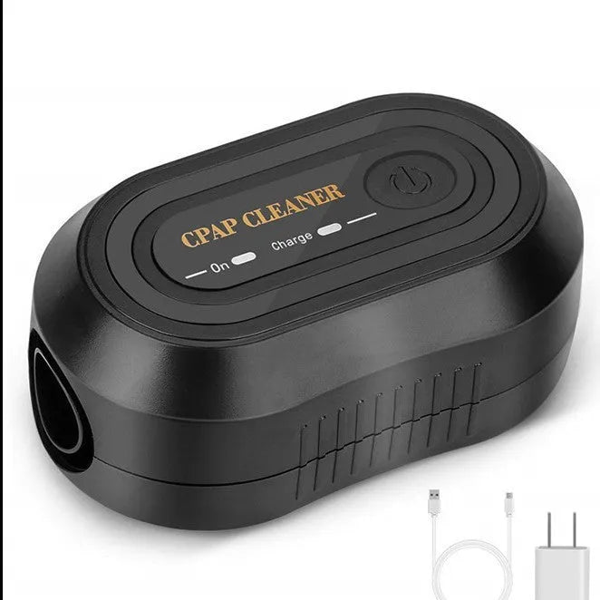 Black desktop ozone respiratory disinfection machine for household ventilator sterilisation with USB power and data cable