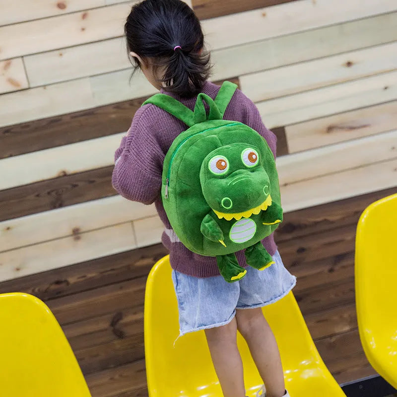 Baby Dinosaur Plush Toy Backpack in blue with embroidered design, soft handle, and 20L capacity