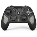Black wireless game controller with leather pattern texture, dimensions 171x67x136mm