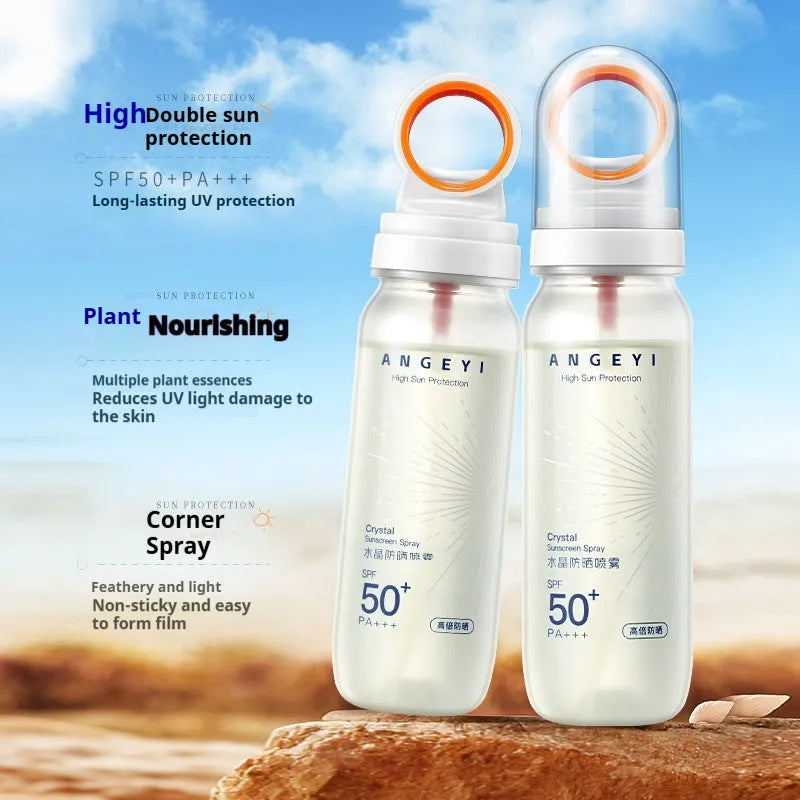 Crystal Sunscreen Spray SPF50 90ml container for full body UV protection