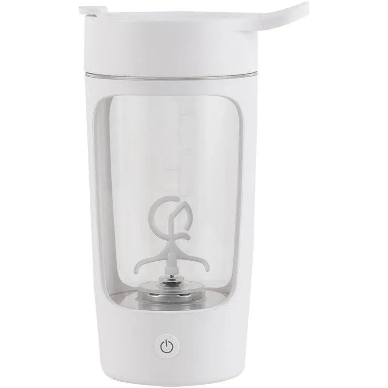 Portable rechargeable juice blender in white with 650ml mixing cup and compact dimensions.
