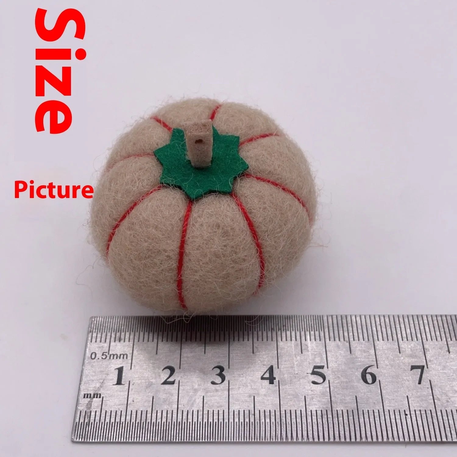 Wool felt pumpkin poke ornaments in autumn colours with 5cm diameter