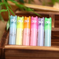 Set of six plastic oblique highlighter pens with assorted fluorescent ink colours
