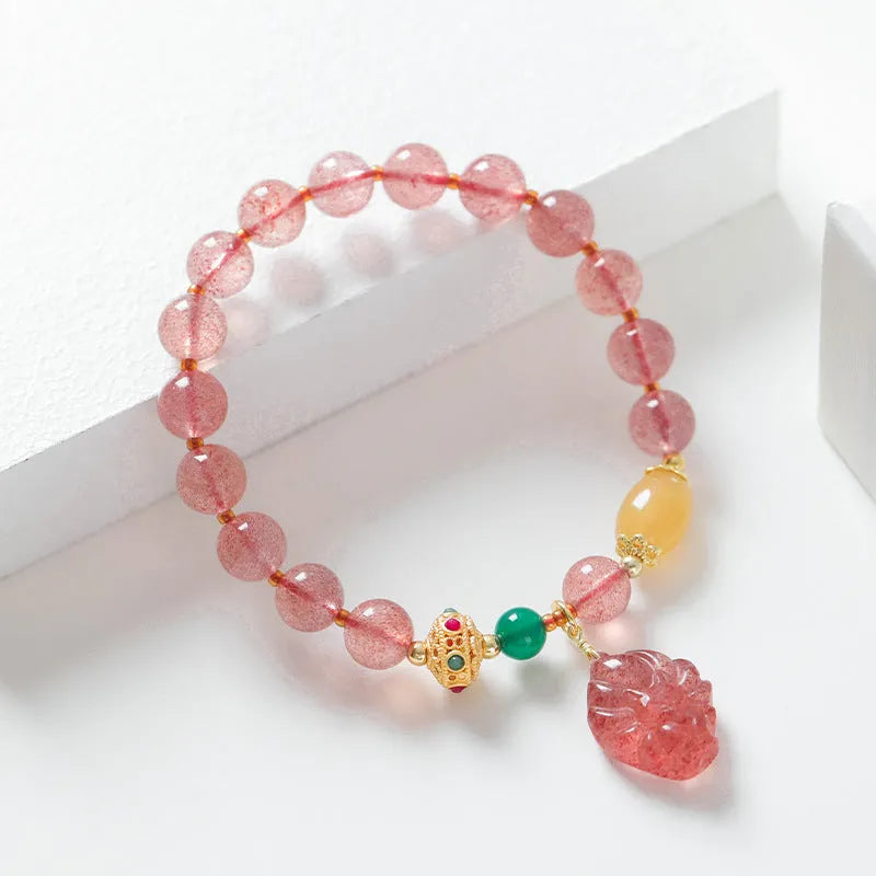 Women's polished crystal bracelet with Nine Tail Fox beaded design on a wrist.