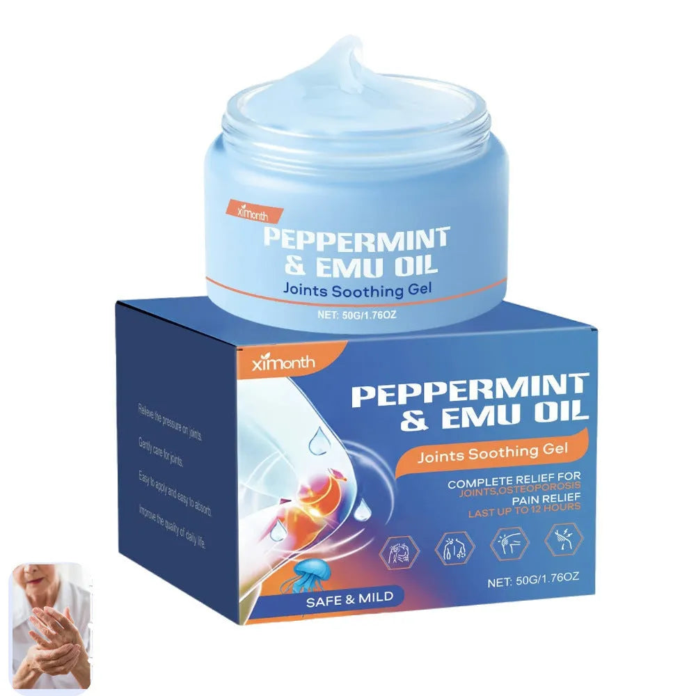 50g tube of joint soothing gel with menthol, mint leaf and emu oil.