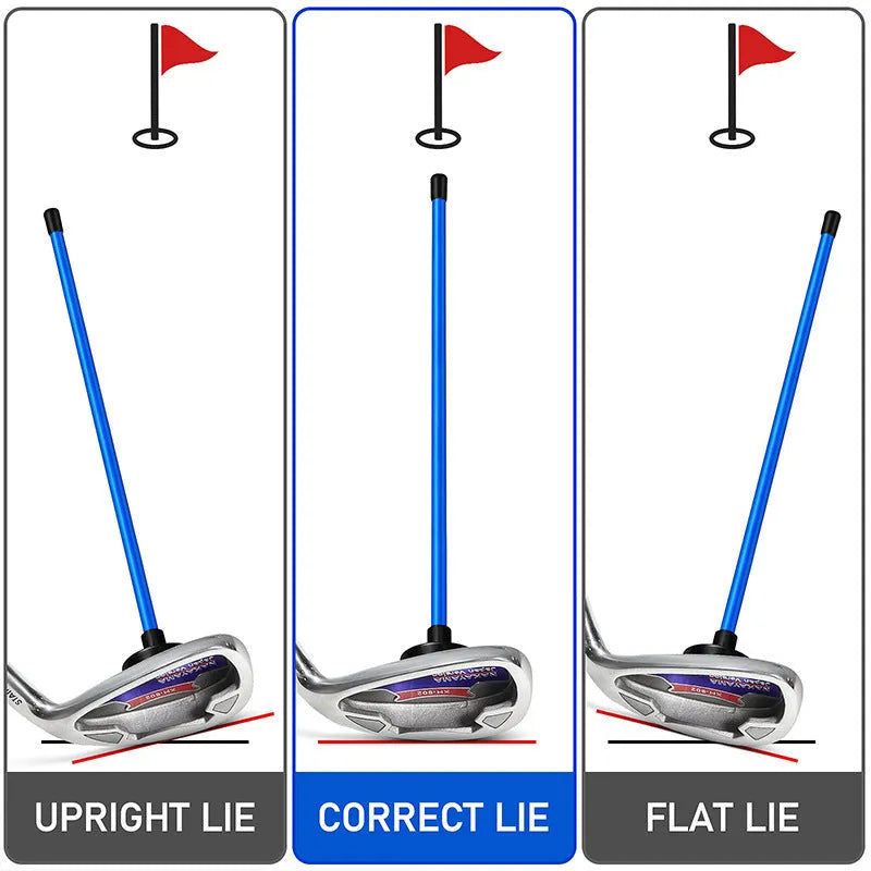 Magnetic golf swing alignment trainer with baseball bar attached to clubhead showing visual feedback on face position