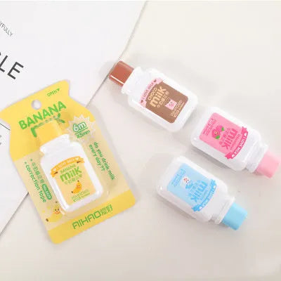 Creative bottle-shaped correction tape with decorative patterns showing curved comfortable design
