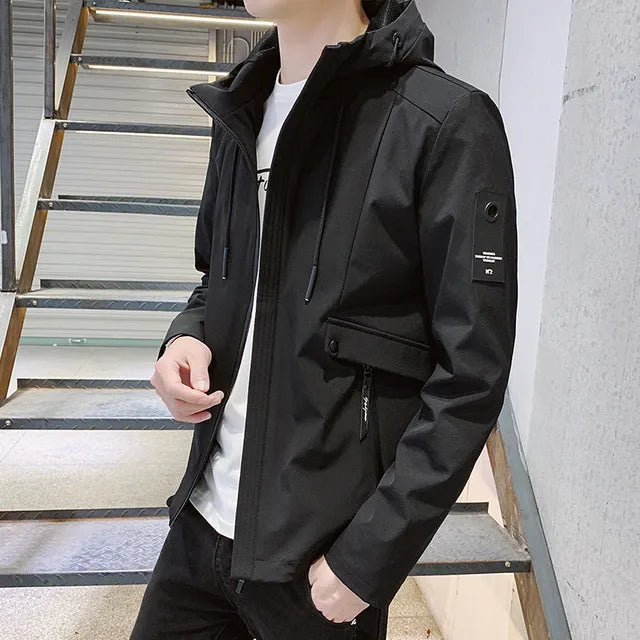Men's chemical fibre blend jacket in black, green or grey, sizes L to 4XL