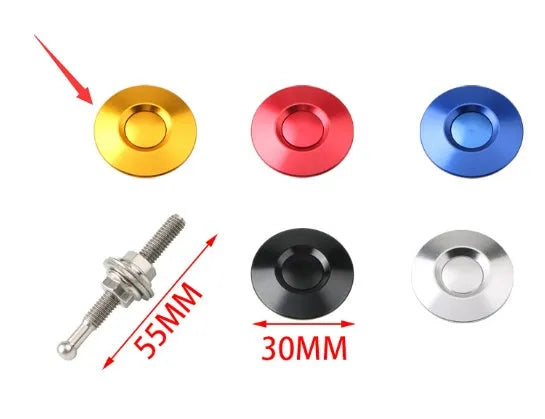 30mm aluminium engine cover lock in silver, black, gold, blue, and red colour options.
