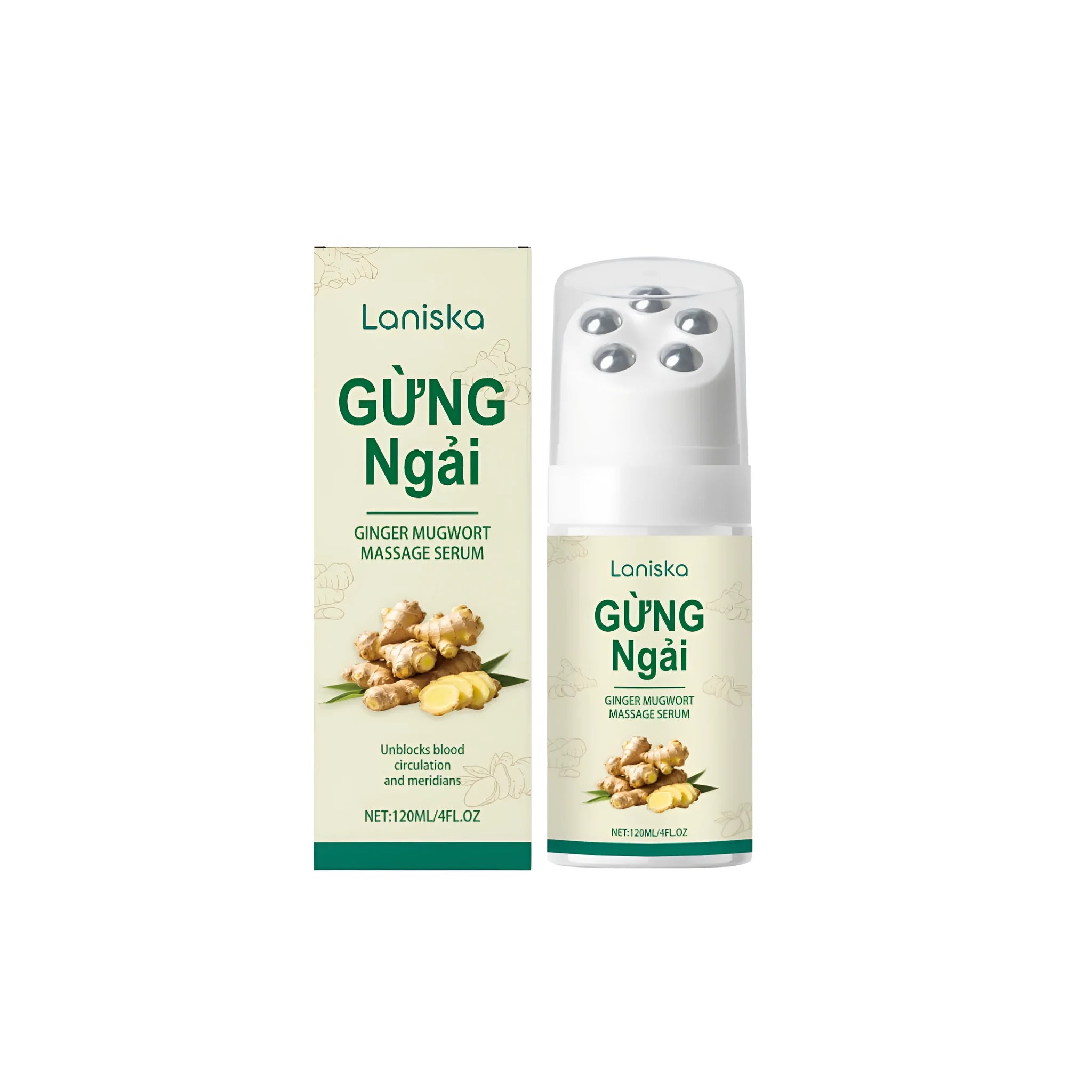 120ml ginger wormwood roller massage liquid bottle with roller applicator