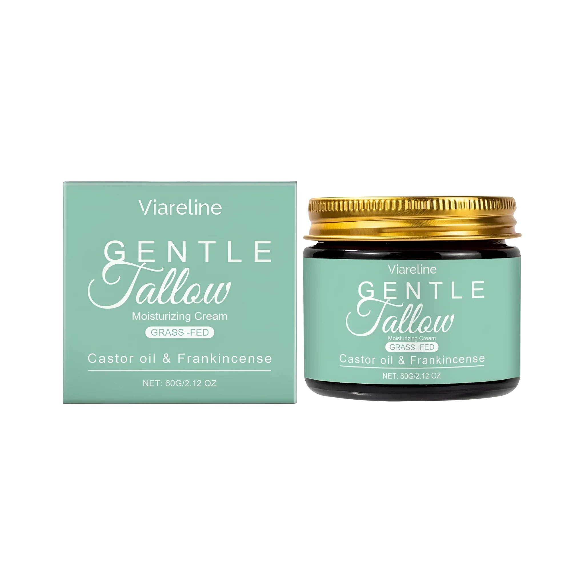 A 60g jar of beef tallow moisturising cream for daily skincare use.