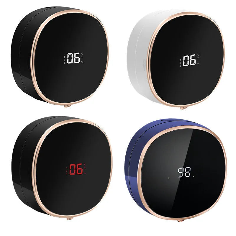 White automatic soap dispenser with infrared sensor and 280ml capacity for touch-free hand washing