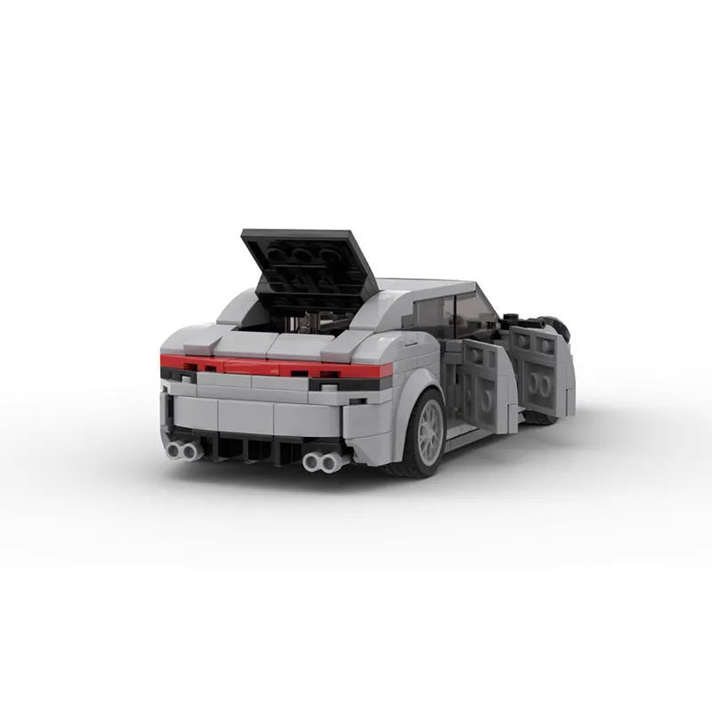 MOC Porsche Turbo S 2018 building blocks set with 347 plastic pieces, 4 open doors, and 4 figures
