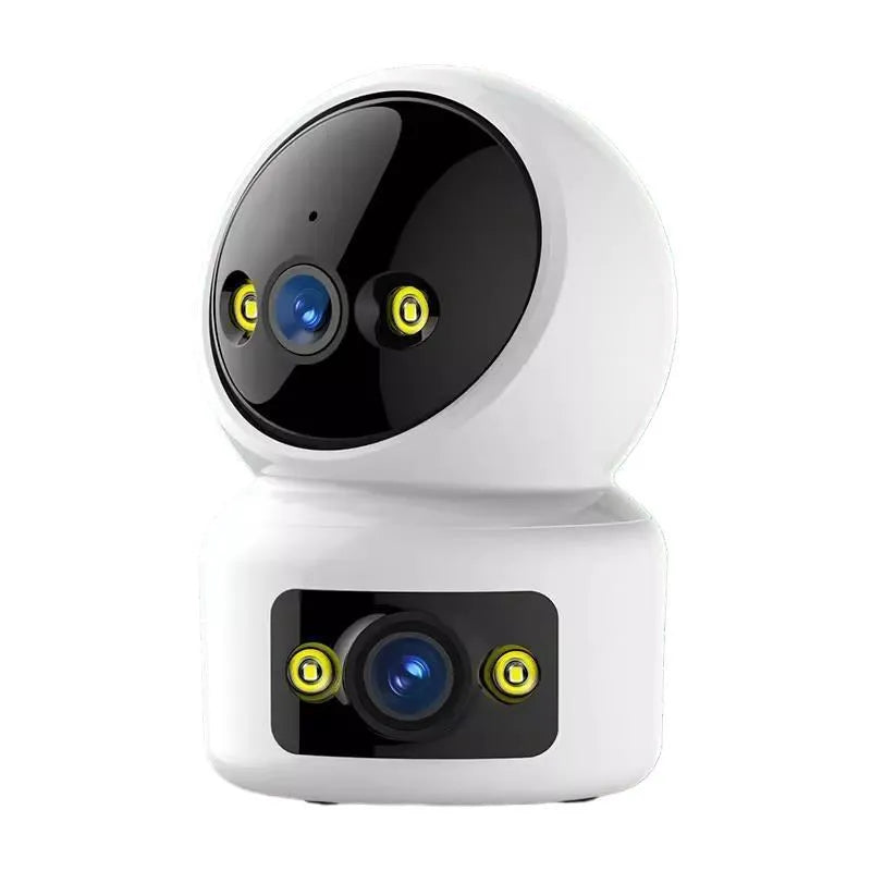 White USB 2.0 HD monitoring camera with night vision, face recognition and intercom support, shown with charging cable