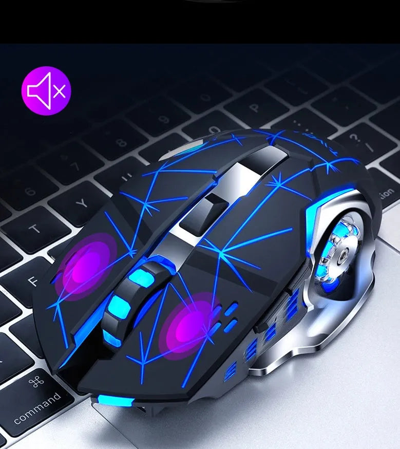 Black or white wireless mouse with six keys and mute click design for laptop use, 100-120mm size