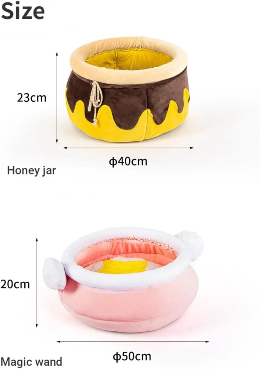 Pink honey pot-shaped cat sofa bed with removable nest pad for small pets
