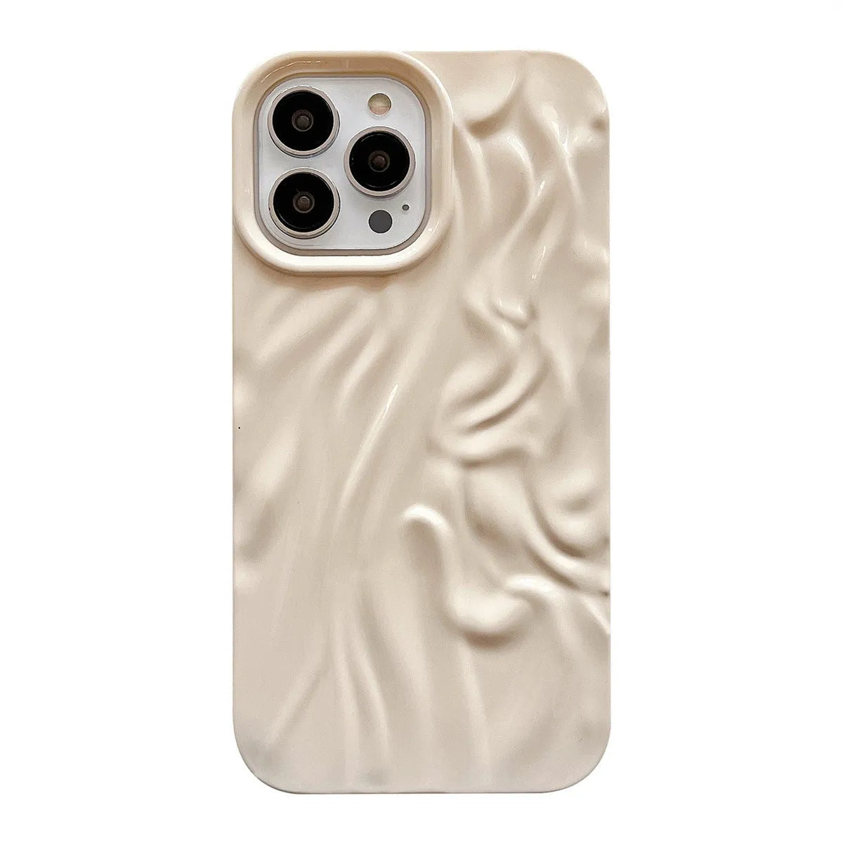 INS style water ripple silicone phone case for iPhone with oil filling process in milky white colour