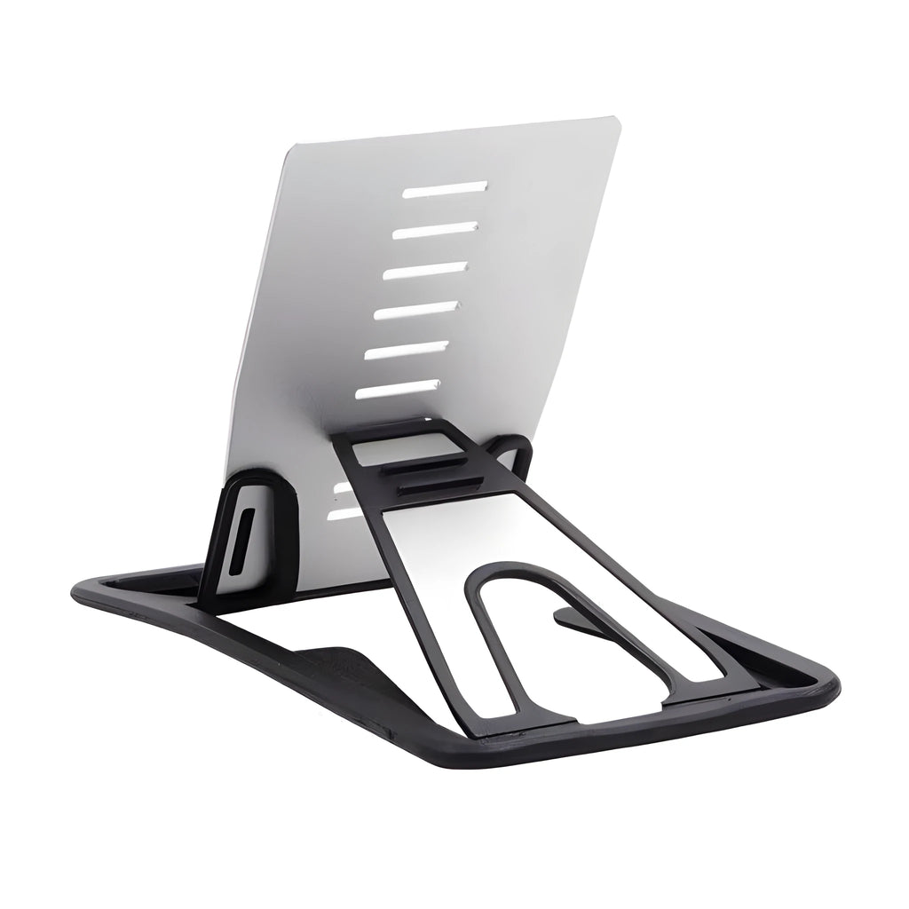 Black desktop phone holder with suction cup base showing adjustable bracket for smartphones
