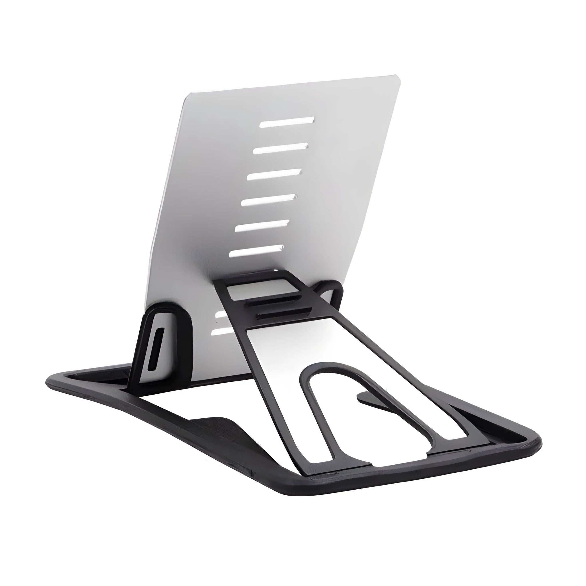 Black desktop phone holder with suction cup base showing adjustable bracket for smartphones