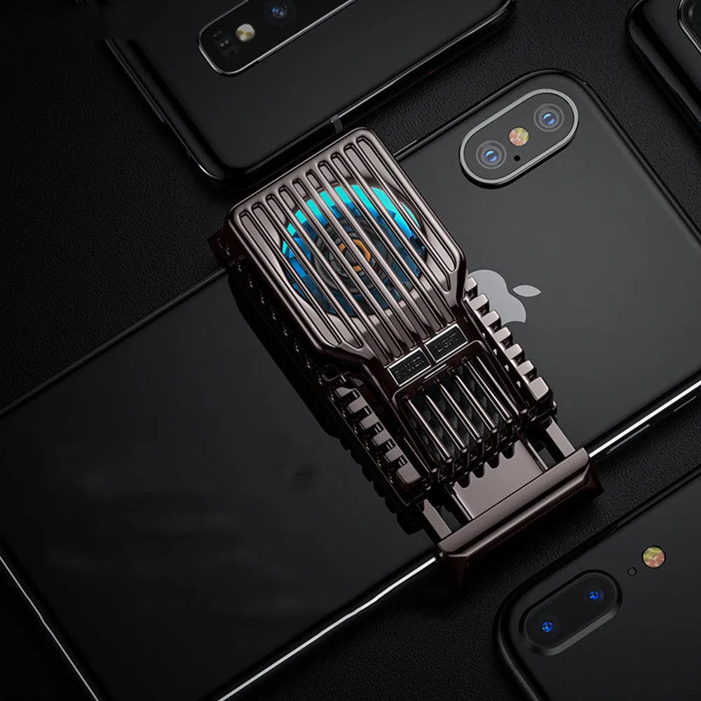 Black mobile phone radiator clip measuring 85mm with aluminium alloy cooling plates and USB cable