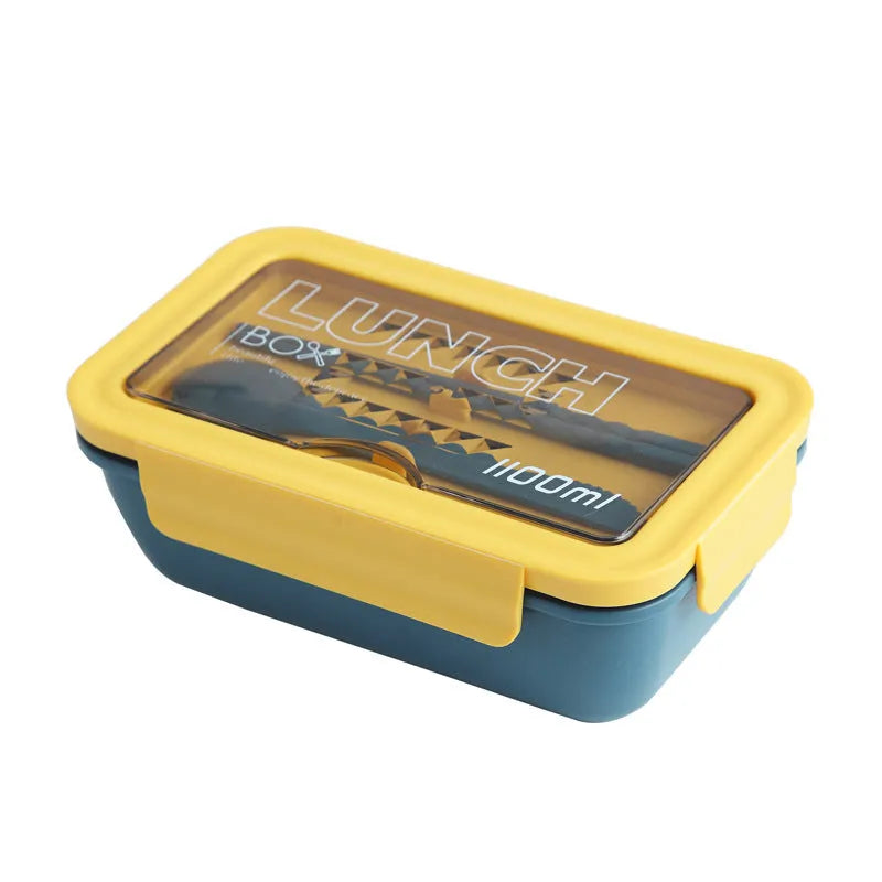 Green four-layer partitioned bento box with 20.5*12.5*7.5cm dimensions and separate food compartments