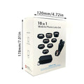 Black 10-in-1 set of external mobile phone camera lenses with aluminium-magnesium alloy housing.