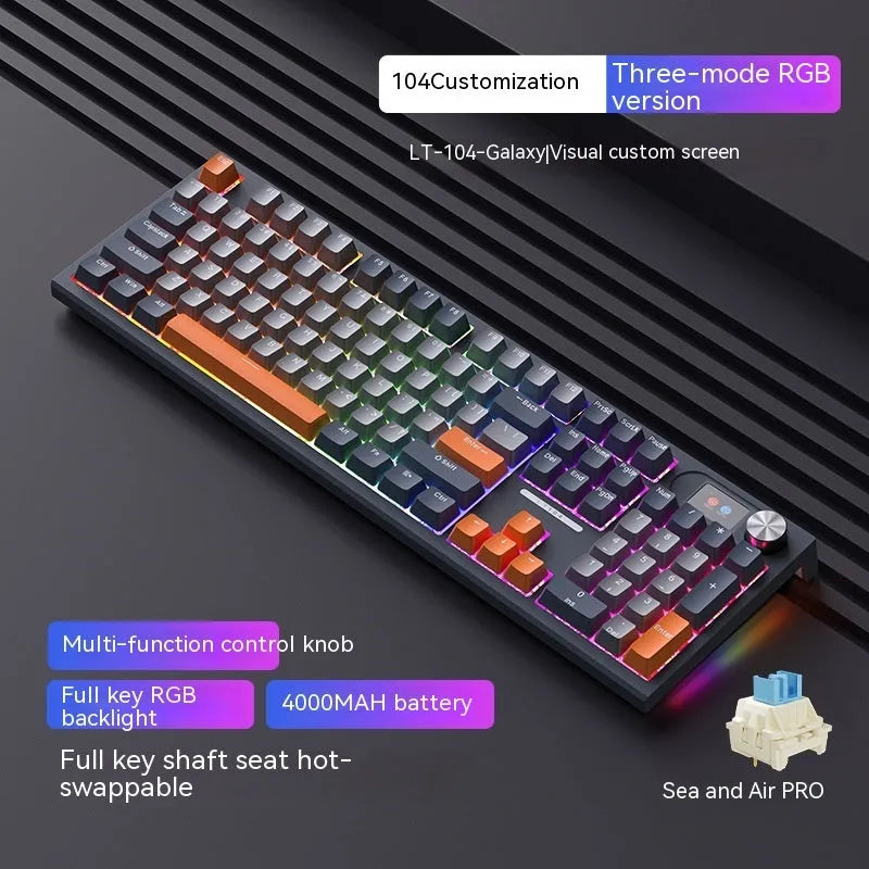 Bluetooth wireless mechanical keyboard with three connectivity modes and UK layout