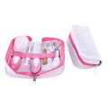 6-piece baby nail comb care set in crimson cherry pink with silica gel comb, trimmer, brush, files, and buffer