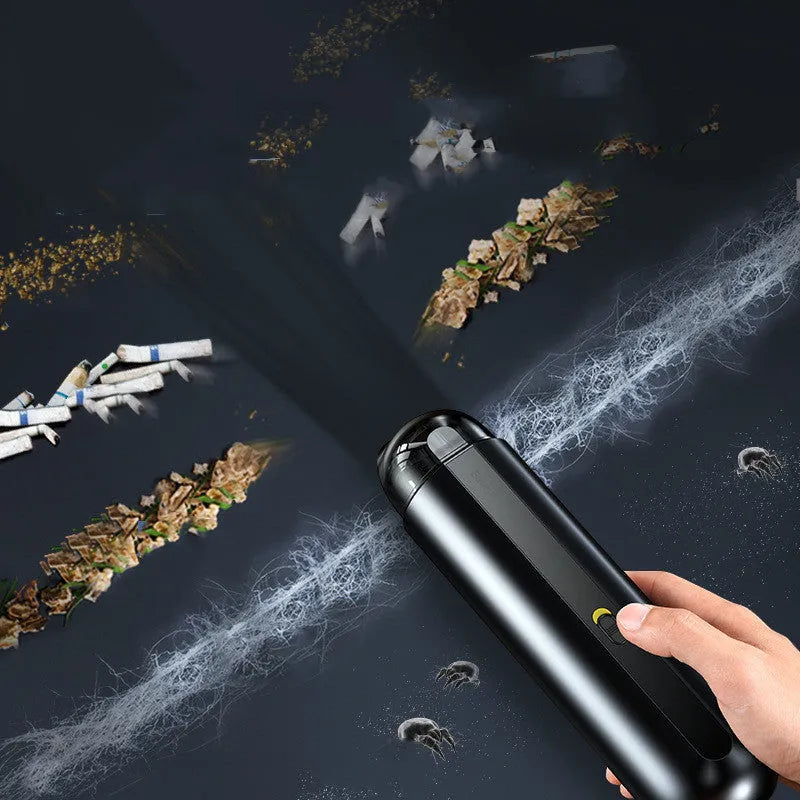 BASEUS handheld car vacuum cleaner in black, white, or green with blowing hose and HEPA filter