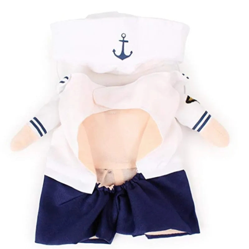 Sailor colour polyester pet costume for cats and dogs, sizes S to XL, role play outfit