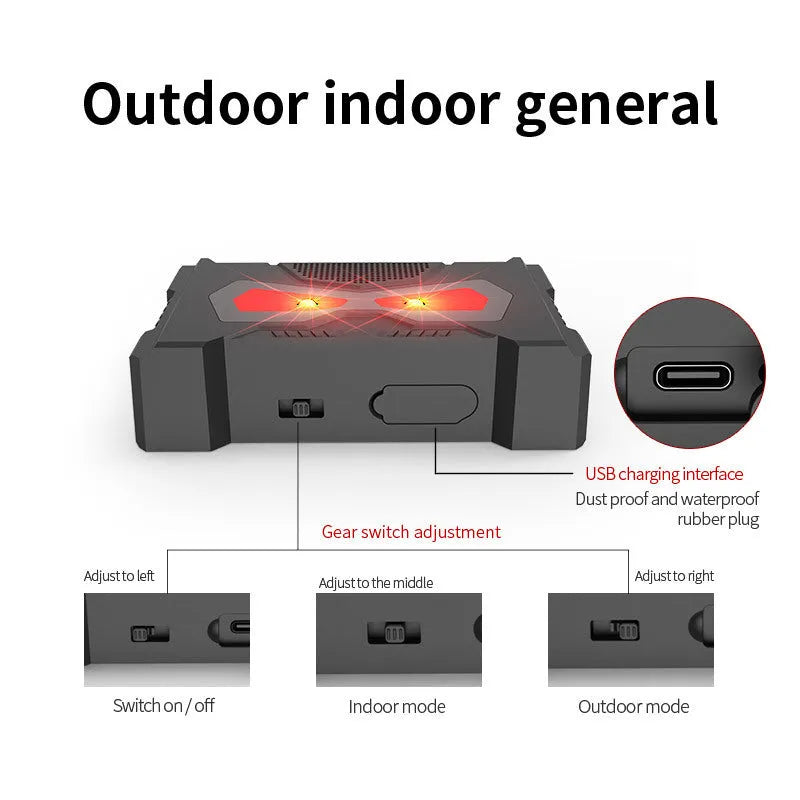 Black animal-shaped solar-powered ultrasonic pest repeller for garden protection