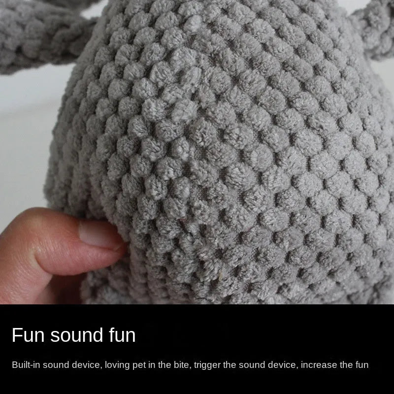 Squeaky plush dog toy in animal shapes for interactive play and teeth cleaning
