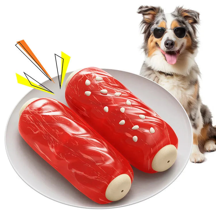 Blue plastic dog toy with textured surface and hollow centre for treats