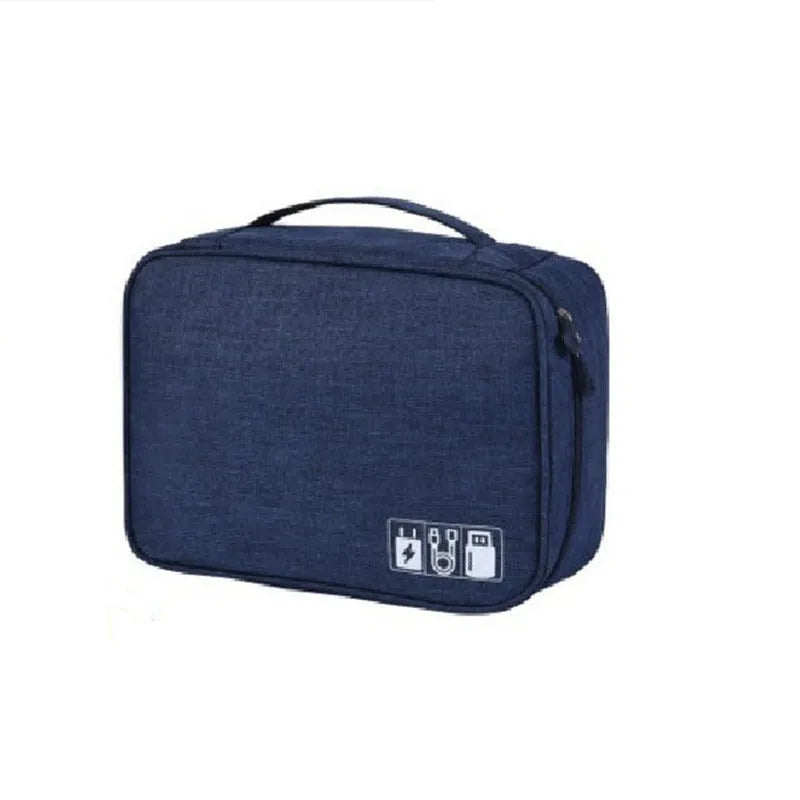 Cationic digital accessories storage bag in multiple colours with cables and mobile phone headset
