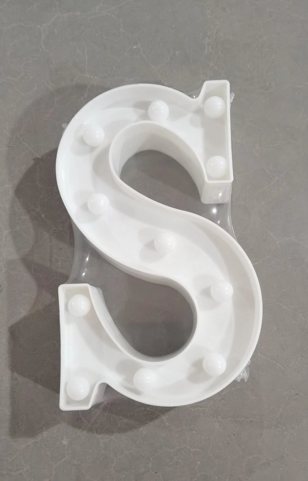 White LED letter marquee sign, 22cm high, warm white LEDs, plastic alphabet lamp for indoor party and home decor