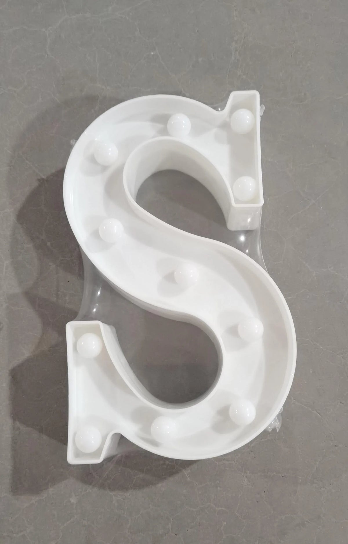 White LED letter marquee sign, 22cm high, warm white LEDs, plastic alphabet lamp for indoor party and home decor