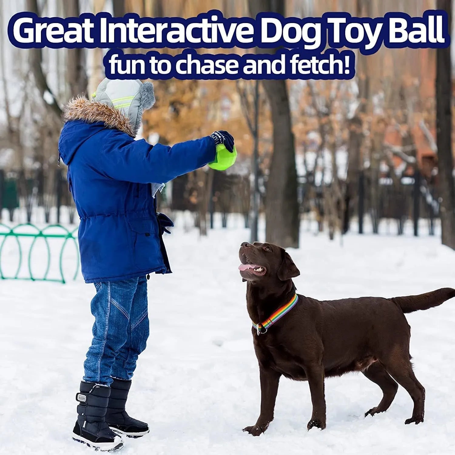 Green natural rubber dog ball with squeaker for aggressive chewers, measures 90x86x80mm