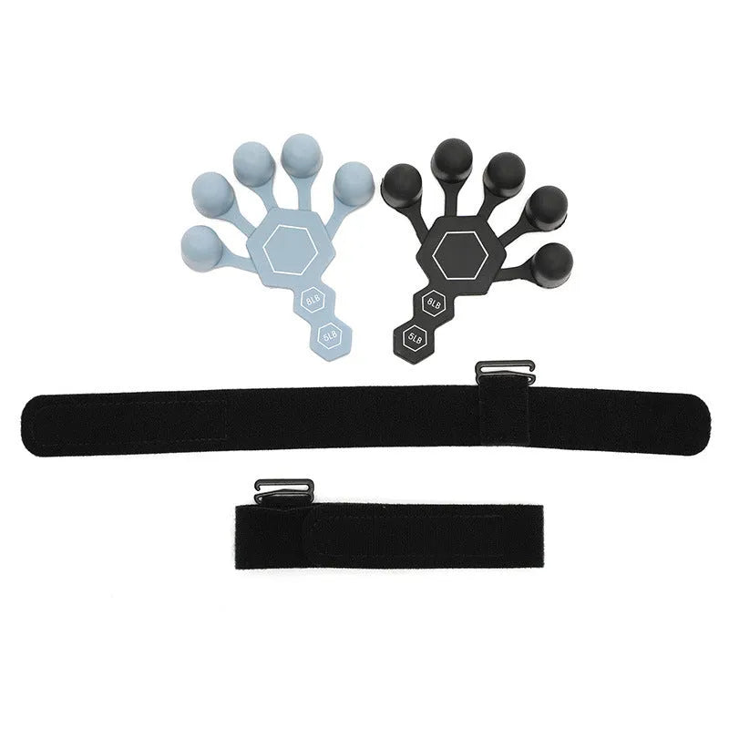 Silicone 5-finger hand rehabilitation trainer for adults in black or grey colour