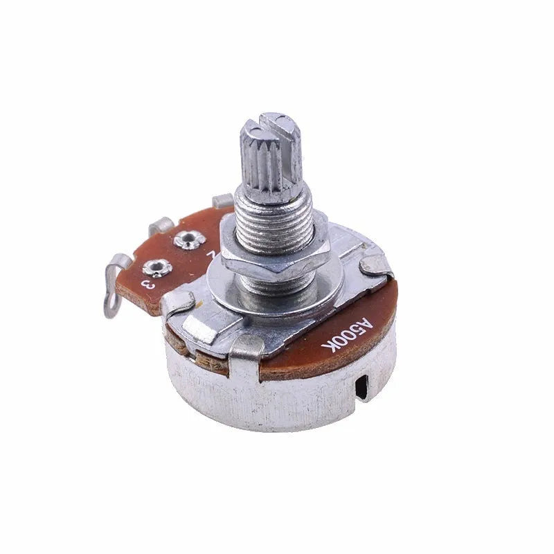 Silver metal electric guitar potentiometer knob for 6mm shaft, shown isolated.