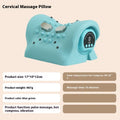 Blue-green portable EMS hot compress massage pillow for cervical spine and shoulders