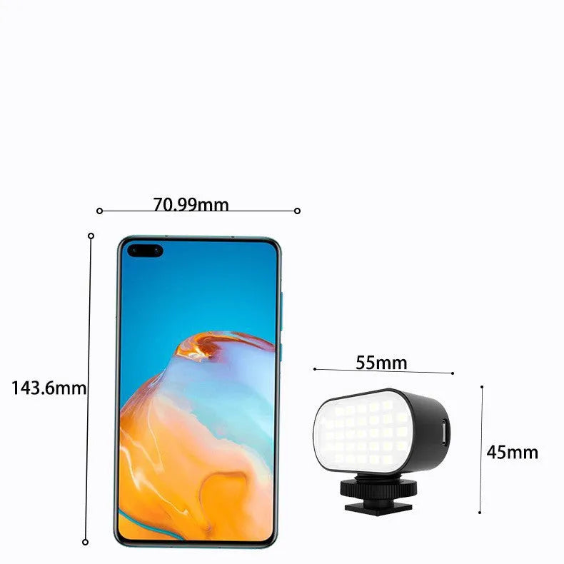 ST-30 black mobile phone fill light with adjustable brightness and six colour palette filters for photography