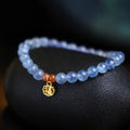 Ice transparent aquamarine crystal bead bracelet with 8mm round beads and sequin detailing