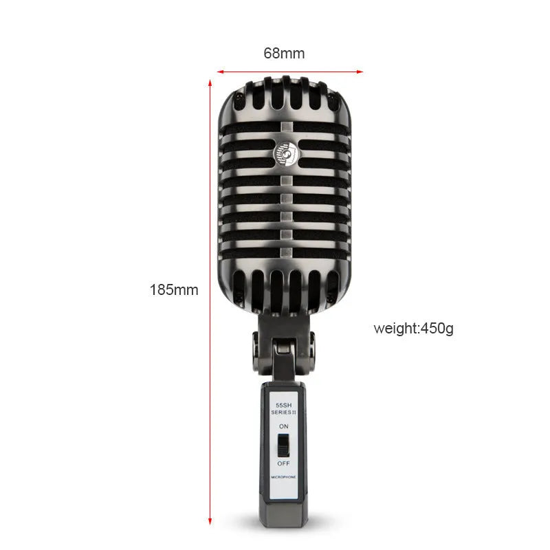 Retro-style condenser microphone with cardioid pickup for K-song and recording