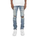 Men's slim fit stretch jeans in cotton, light blue black white, sizes 28-38, four seasons