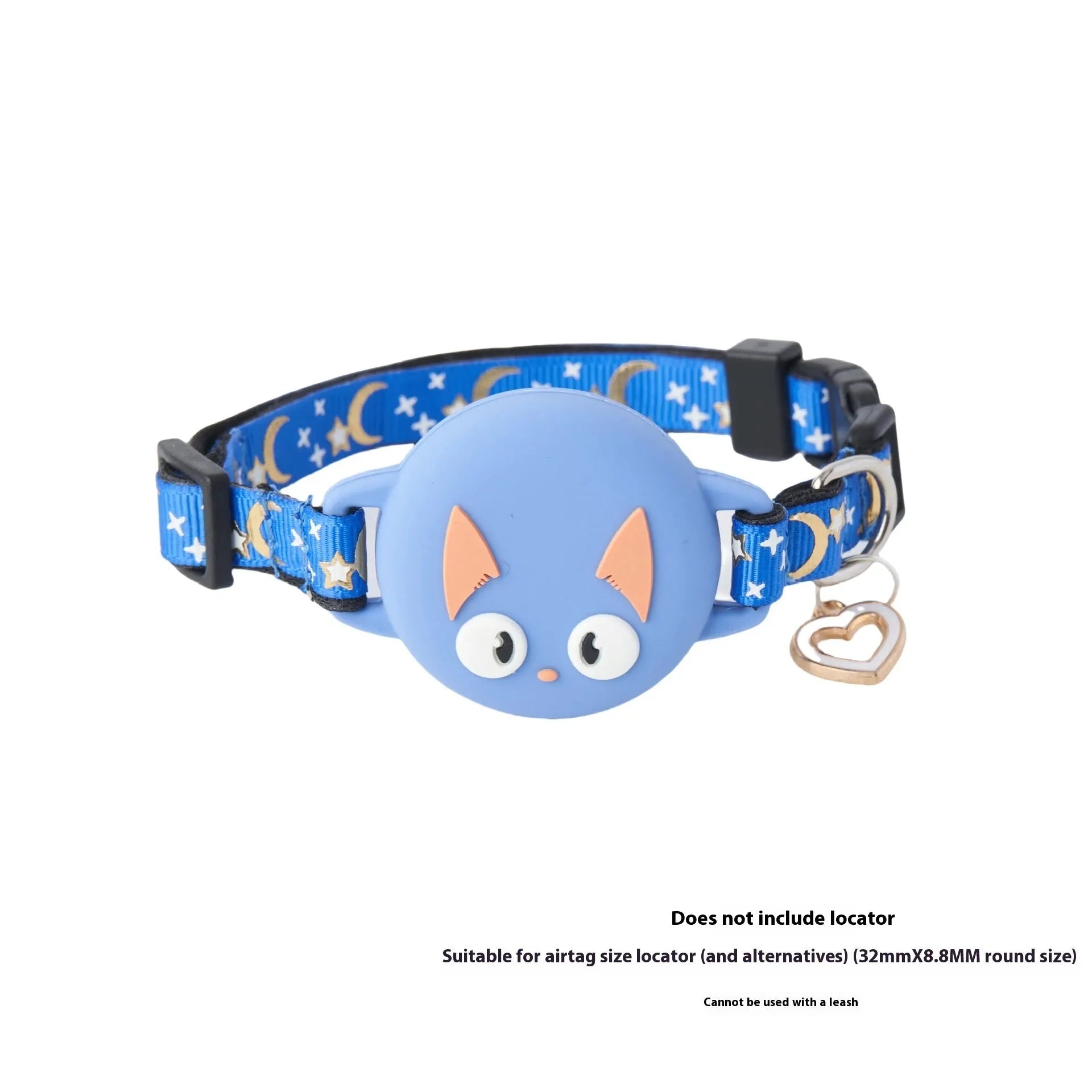 Adjustable AirTag cat collar with plastic protective case in black, blue, light green, and pink colours