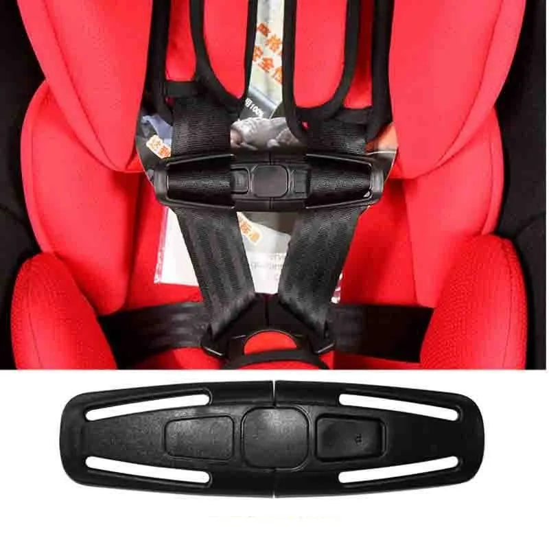 Black seat belt clip measuring 14.5cm by 4cm made from Nylon PA66 for securing vehicle seat belts
