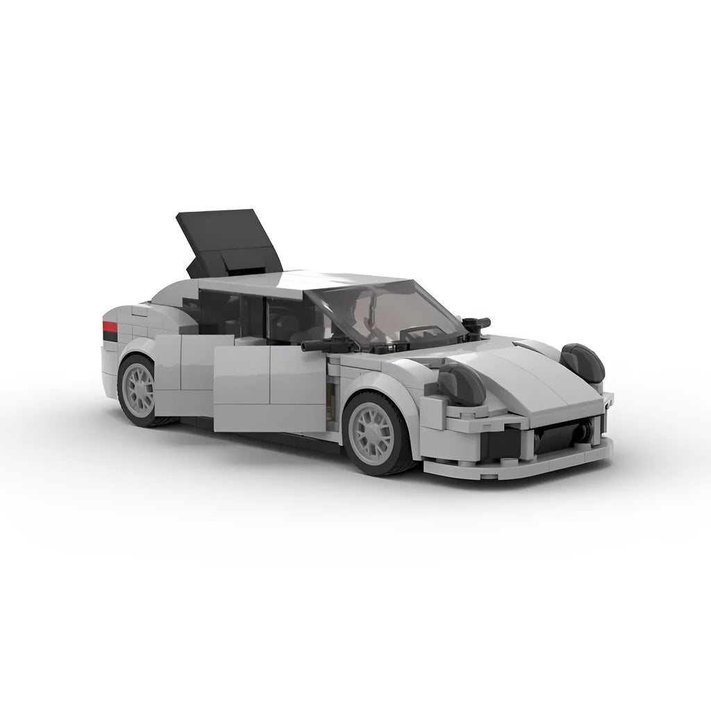 MOC Porsche Turbo S 2018 building blocks set with 347 plastic pieces, 4 open doors, and 4 figures