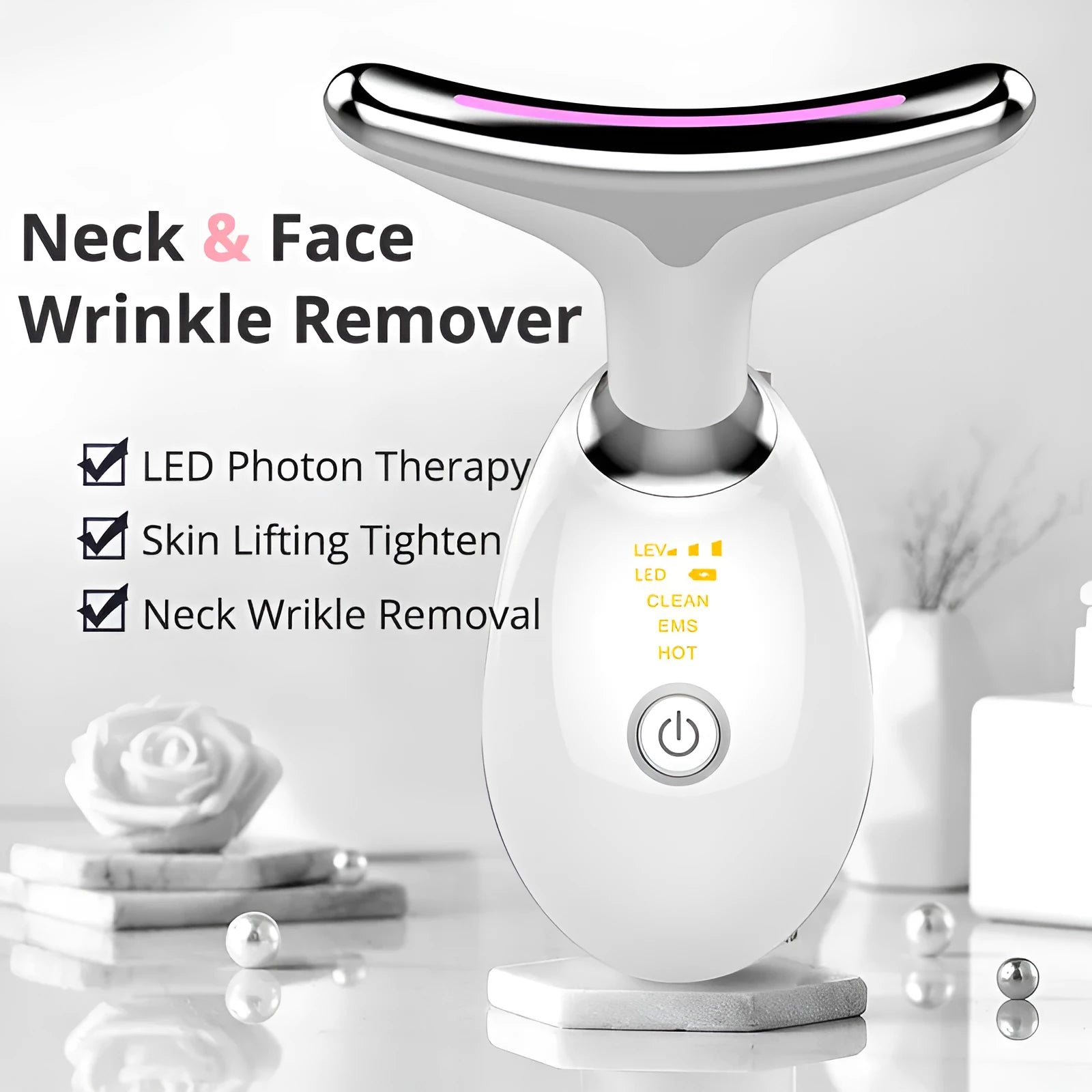 EMS thermal neck lifting massager with LED lights and microcurrent technology for skin tightening